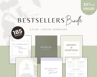 Self-Care Journal Bundle, Self-Discovery, Anxiety, Gratitude (PDF)