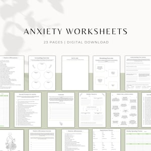 Anxiety Printable Worksheets, Anxiety Journal Digital, Mental Health Resource, Self Help, Anxiety Relief, Personal Growth Page, Planner, PDF