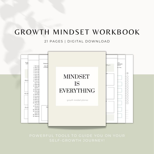 Growth Mindset Planner, Printable Mindset Journal, Mindset Reset Workbook, Mindset Shift, Personal Growth, Worksheets, Digital Download, PDF
