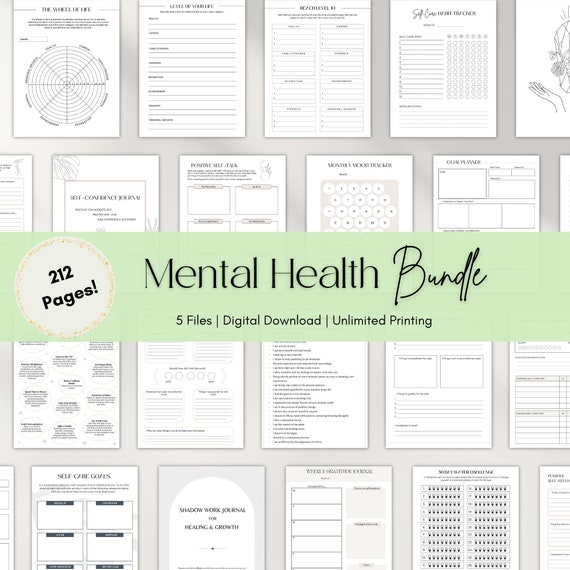 Mental Health Journal Bundle Printable Worksheets Wellness - Etsy Canada