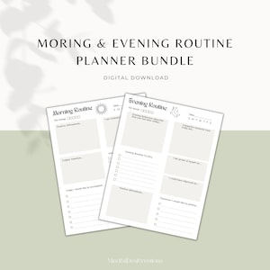 Morning & Evening Routine Printable, Morning Evening Planner, Morning Evening Bundle, Morning Evening Journal, Planner, Digital Download,PDF