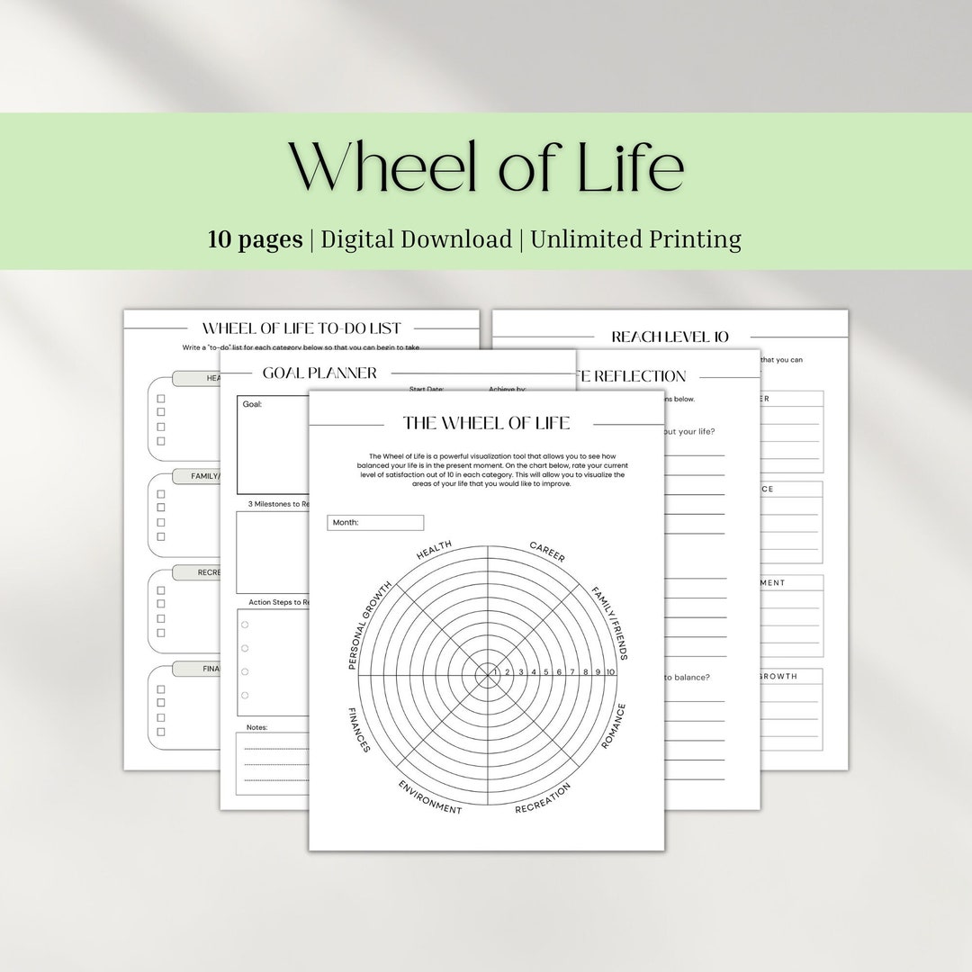 Wheel of Life Worksheet Template Wheel of Life Printable - Etsy India
