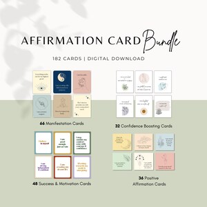 182 Affirmationskarten Printable Bundle, Positive Affirmationskarten, Manifestation, Erfolg, Motivation, Selbstvertrauen, Ermutigung, PDF