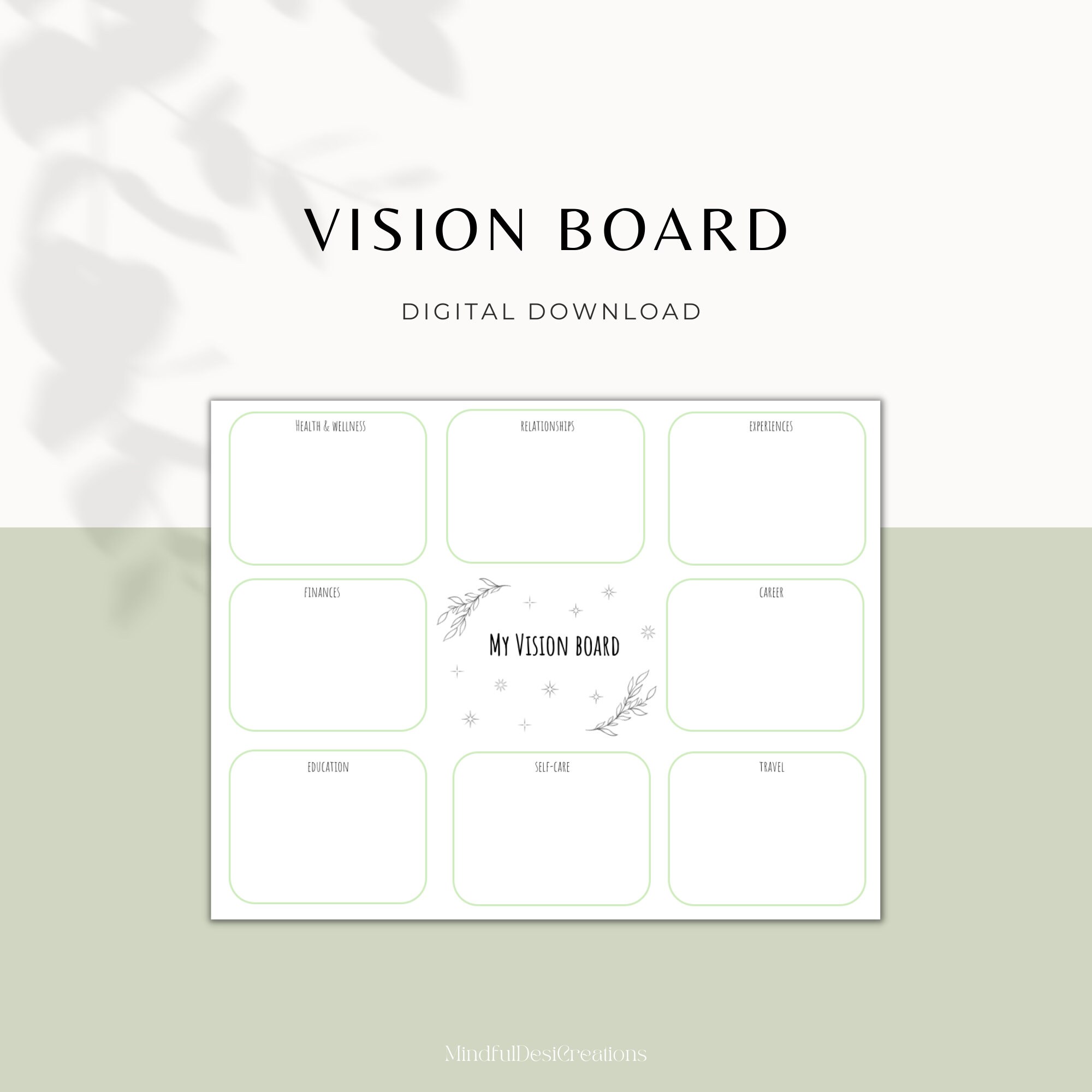 Minimalist Printable Vision Board Vision Board Template - Etsy Canada