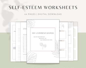 Self Confidence Worksheets, Self Esteem Workbook, Mental Health, Journal, Planner, Therapy Resources, Printable, Digital Download, pdf