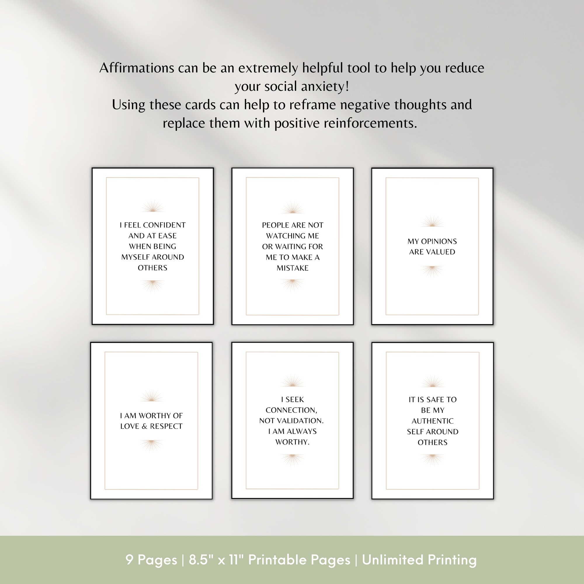 34 Social Anxiety Affirmation Cards, Mental Health Affirmations ...