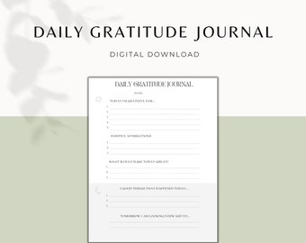 Diario de gratitud diario imprimible, planificador de reflexión minimalista (PDF)