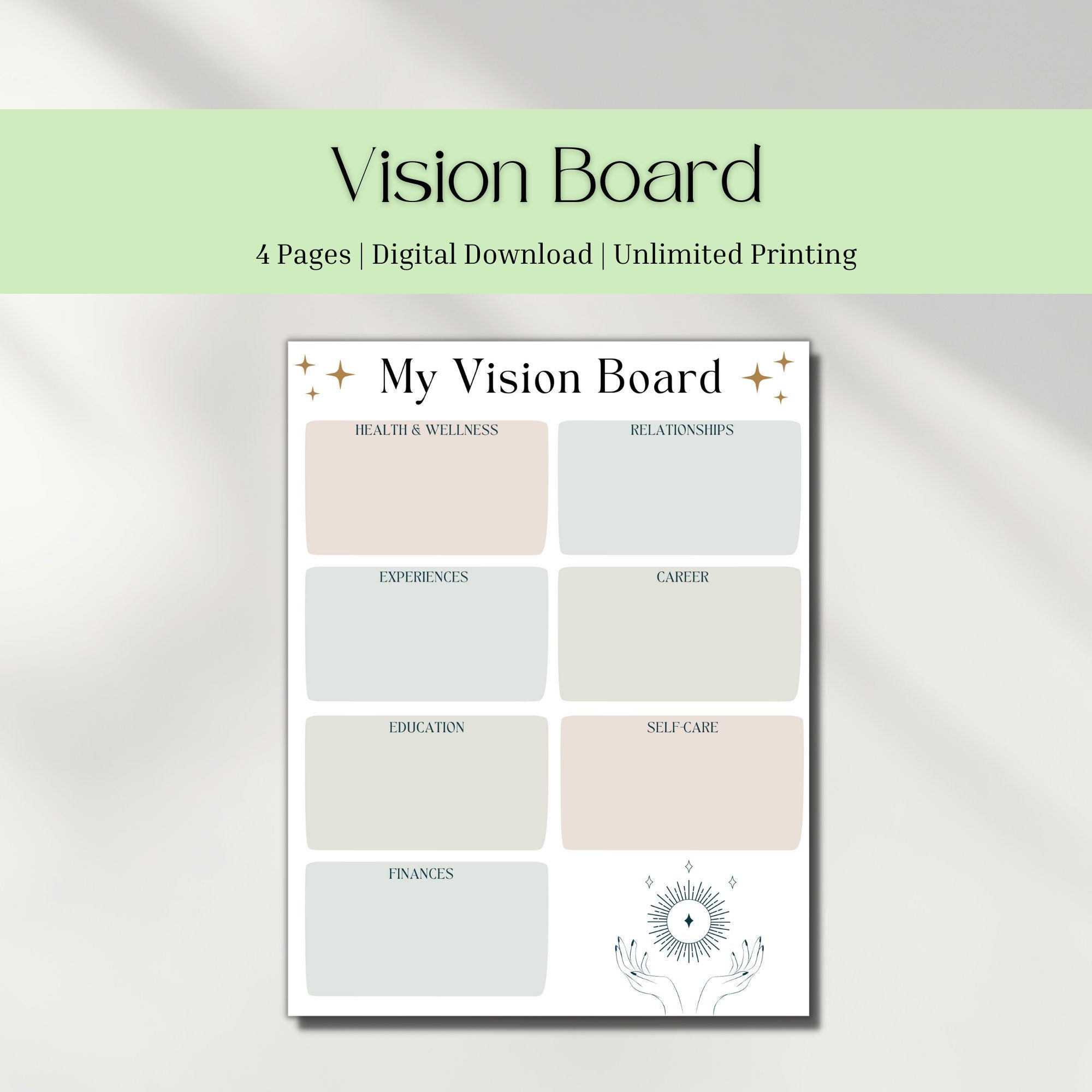 Minimalist Printable Vision Board Vision Board Template | Etsy Canada