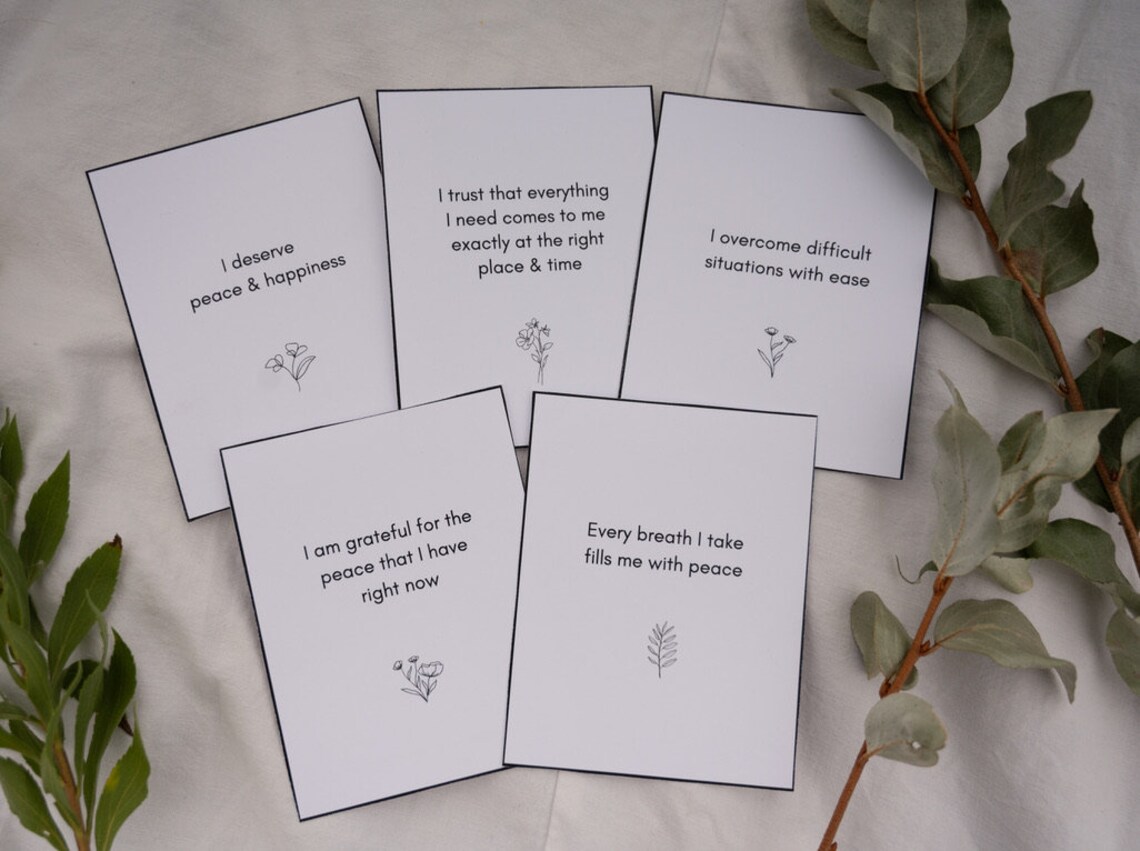 Affirmation Cards for Inner Peace, Minimalist Positive Quotes (digital ...