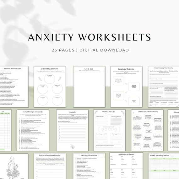Anxiety Printable Worksheets, Anxiety Journal Digital, Mental Health Resource, Self Help, Anxiety Relief, Personal Growth Page, Planner, PDF