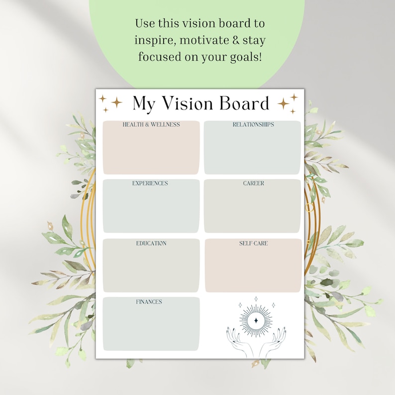 Minimalist Printable Vision Board, Vision Board Template, Manifestation ...