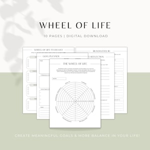 Wheel of Life Worksheet Template, Wheel of Life Printable Planner, Wheel of Balance, Self Improvement, Life Goals, Digital Download, PDF