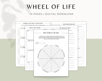 Wheel of Life Worksheet Template, Wheel of Life Printable Planner, Wheel of Balance, Self Improvement, Life Goals, Digital Download, PDF