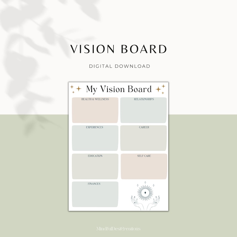 Minimalist Printable Vision Board Vision Board Template - Etsy Canada