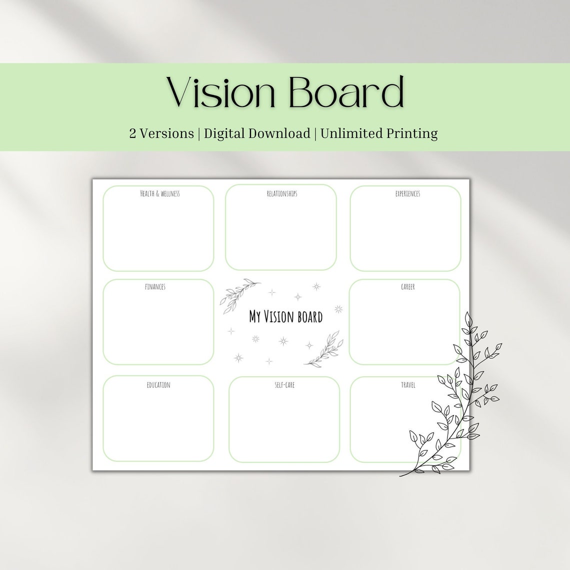 Minimalist Printable Vision Board Vision Board Template - Etsy