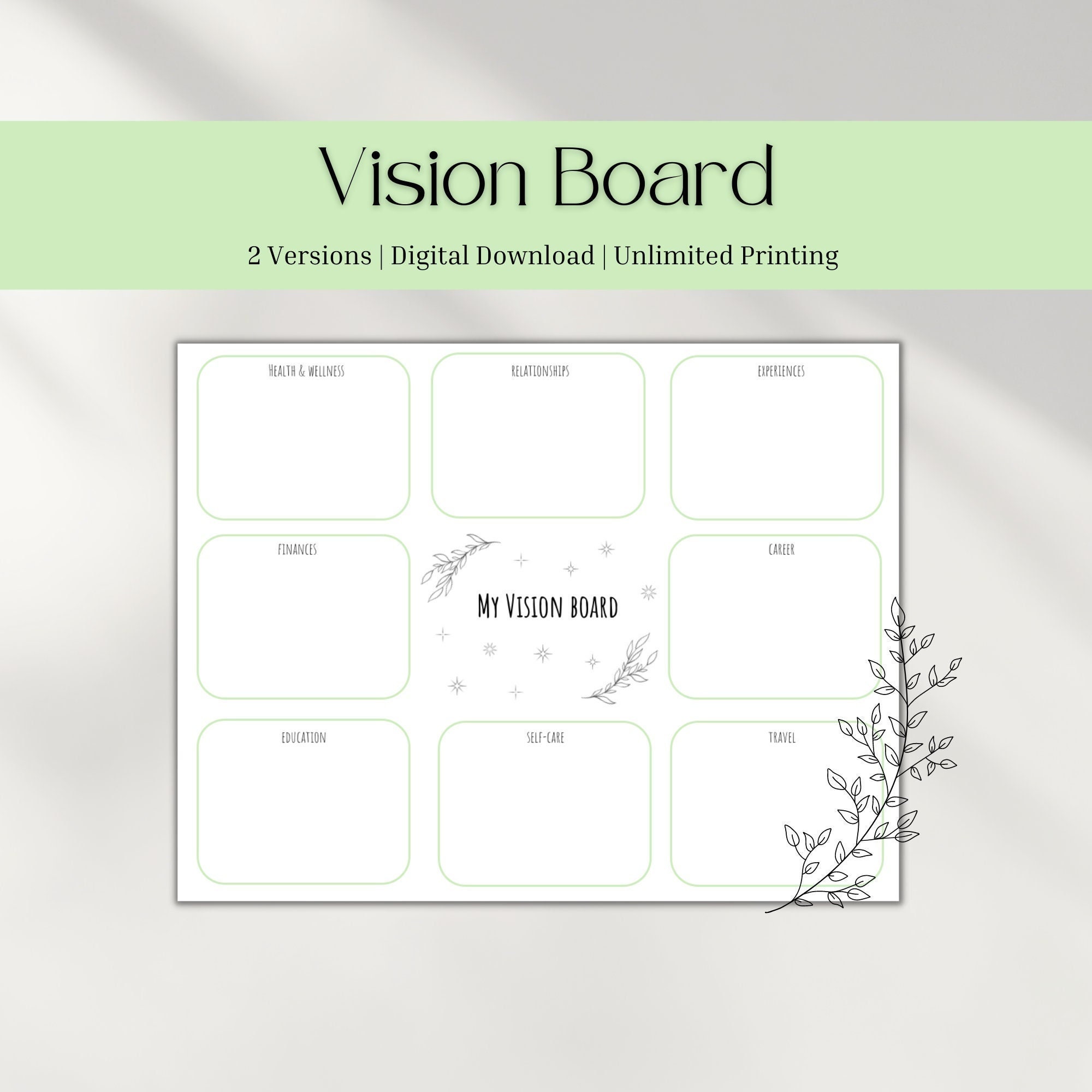 Minimalist Printable Vision Board Vision Board Template - Etsy