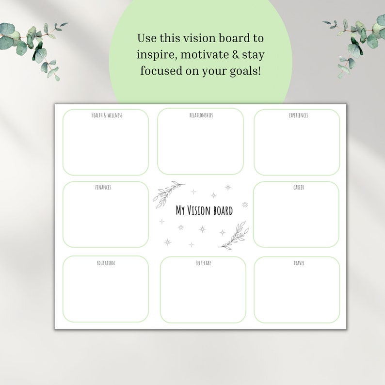 Minimalist Printable Vision Board, Vision Board Template, Manifestation ...