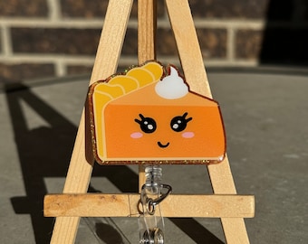 Pumpkin Pie Retractable Badge Reel, Thanksgiving ID Holder