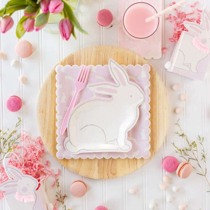 Bunny Shaped Paper Plate Easter Bunny Plates Spring Party Tableware Easter Table Settings Spring Party Some Bunny is One