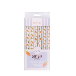 Reusable Bunny Carrot Straws, Easter Straws, Kids Easter Basket Ideas, Eco Friendly Gift, Gifts for Kids, Kids Party Favors, Easter Birthday