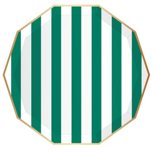 Emerald Green Stripe Paper Plates, Golf Party, Golf Party Decor, Masters Party, Golf Decorations, Green Paper Plates