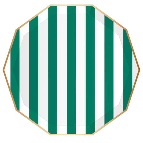 Emerald Green Stripe Paper Plates, Golf Party, Golf Party Decor, Masters Party, Golf Decorations, Green Paper Plates