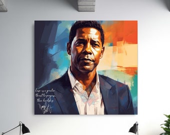 Lámina artística de Denzel Washington: Cita motivacional, arte mural exclusivo (descarga digital)