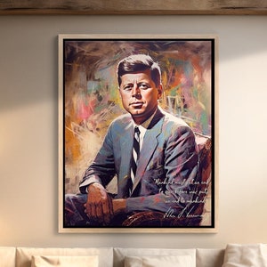 JFK Canvas Art: Inspirational Quotes, John F. Kennedy Signature