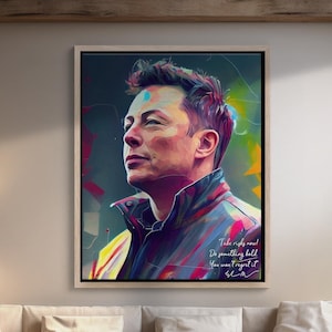 Citações famosas de Elon Musk, assinatura de Elon Musk, arte de parede inspiradora, arte de Elon Musk, citações motivacionais, arte de parede em tela grande, engenheiro