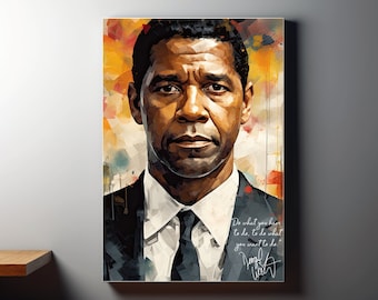 Retrato de Denzel Washington con cita - Impresión artística motivacional (descarga digital)