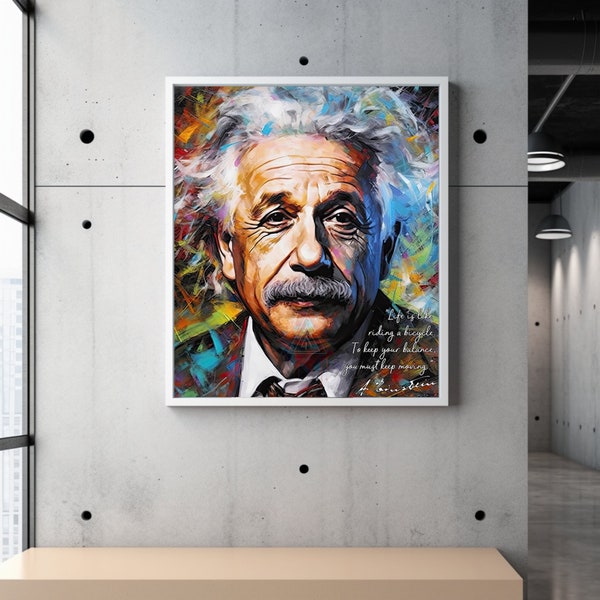 Albert Einstein Famous Quotes - Original Signature | Inspirational Wall Art | Albert Einstein Art | Motivational Quotes | Unique Printable