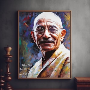 Mahatma Gandhi Motivational Quotes - Original Signature | Inspirational Wall Art | Mahatma Gandhi Art | Famous Quotes | Hindi | Unique Art
