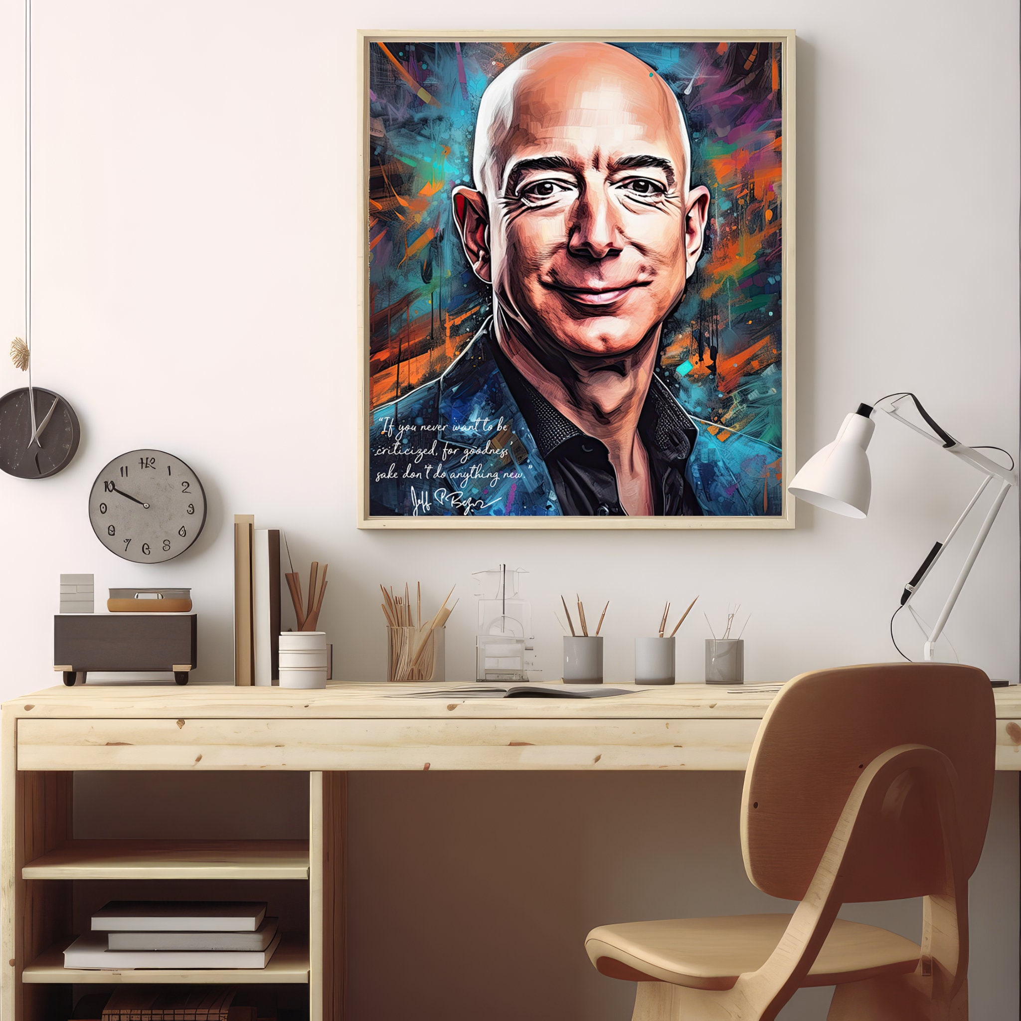 Jeff Bezos Portrait Art Print: Inspirational Quote (digital Download ...