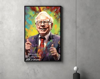 Warren Buffett Motivational Quotes - Warren Buffett Signature | Inspirational Wall Art | Warren Buffett Art | Famous Quotes | Mindset Art