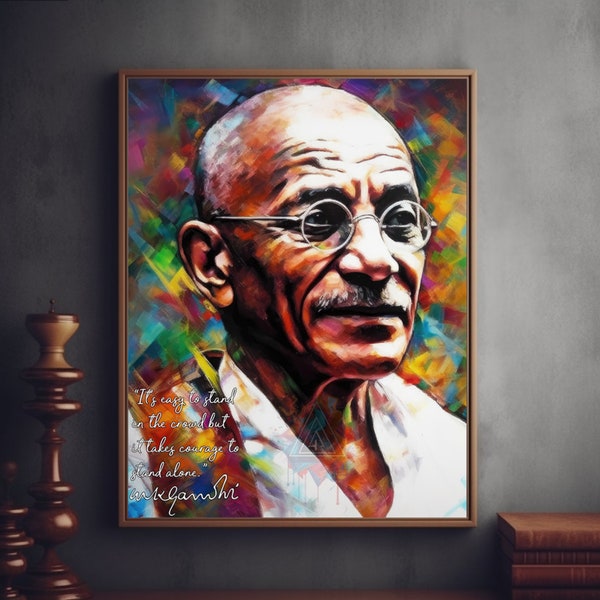 Mahatma Gandhi Motivationszitate - Original Signatur | Inspirierende Wandkunst | Mahatma Gandhi Kunst | Berühmte Zitate | Hindi | Einzigartige Kunst |