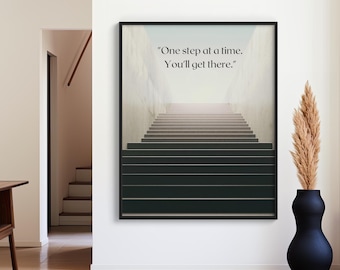 Motivational Stairway Art Print: Inspiring Home Office Decor