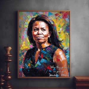 Michelle Obama Art Print: Inspirational Quote, Colorful Portrait (Digital Download)