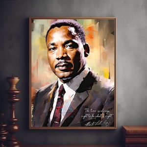 Citations célèbres de Martin Luther King Jr - Signature originale | Art mural inspirant | oeuvres d'art Martin Luther King Jr | Citations motivantes | 300 ppp