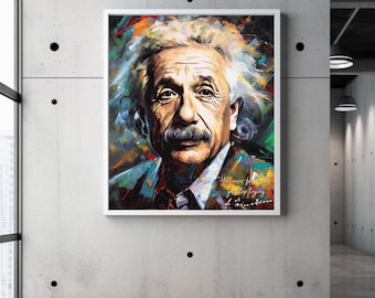 Albert Einstein konsttryck: Motiverande citat, originalsignatur (digital nedladdning)