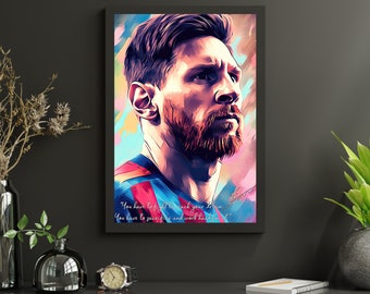 Messi Autocollant Mural Football Enfants Chambre Mural Vinyle