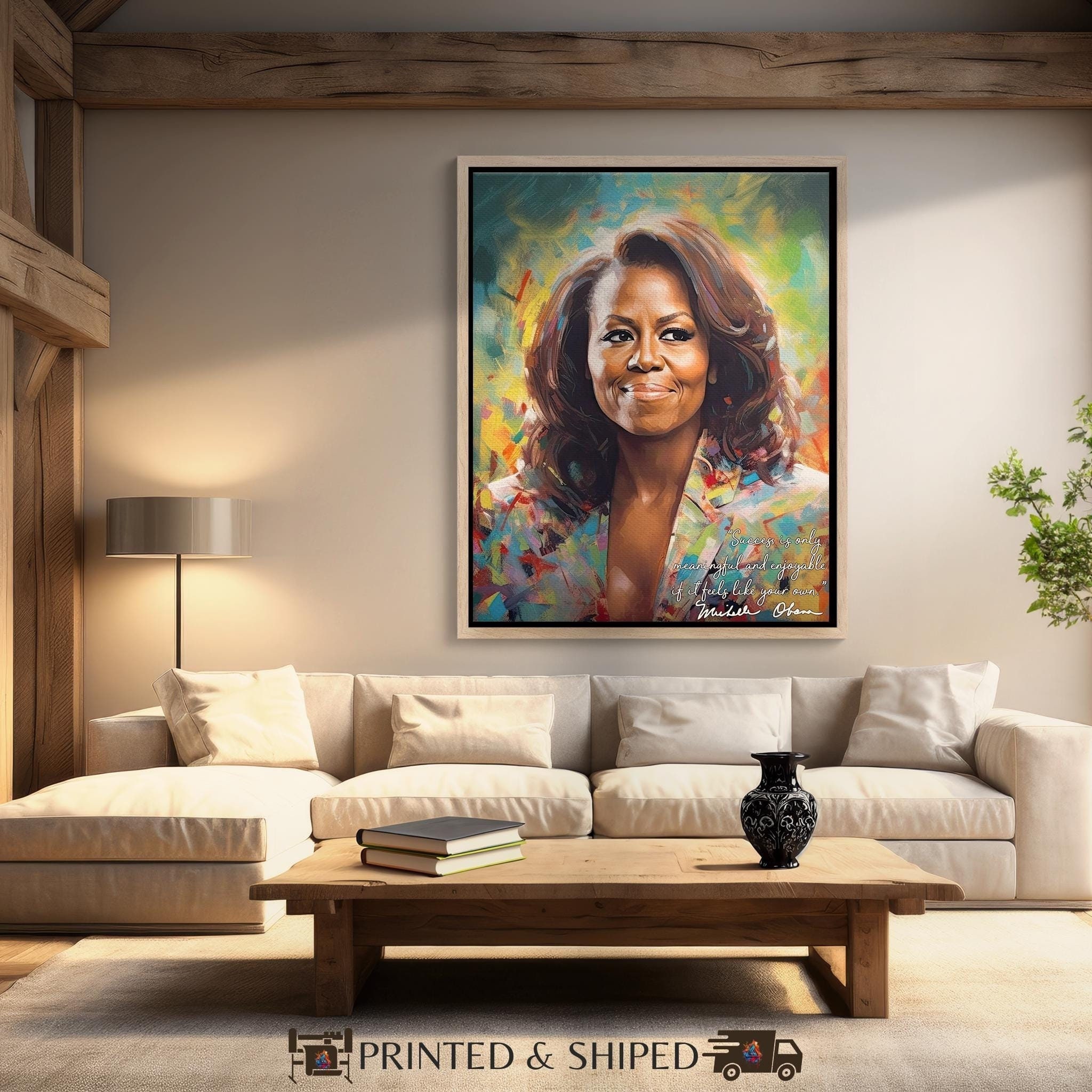 Michelle Obama Famous Quotes, Michelle Obama Signature, Inspirational Wall Art, Michelle Obama Art, Motivational Quotes, Large Canvas Art