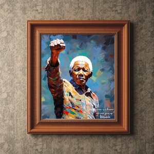 Nelson Mandela Kunstdruck: Inspirierender Spruch mit Signatur (digitaler Download)