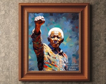 Nelson Mandela Art Print: Inspirational Quote, Signature (Digital Download)