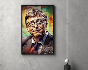 ビル・ゲイツ「マイクロソフト」直筆サイン入り写真、カスタムフレーム