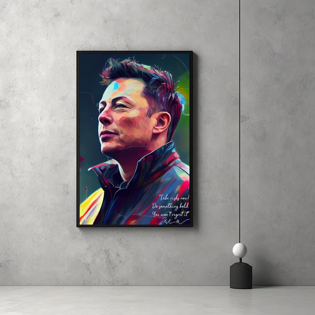 Elon Musk Portrait Art Print: Inspirational Quote Wall Decor (digital ...