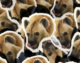 Painted Hyena Head Sticker | Matte Clear Vinyl