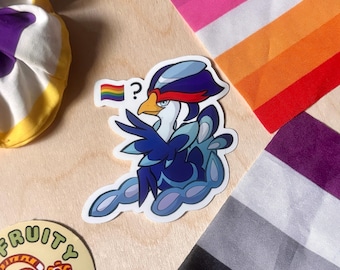 Funny Rainbow Meme Gay Blue Bird Vinyl Stickers