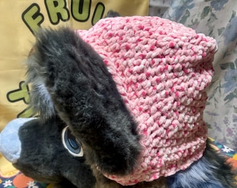 Pinke Fursuit Beanie - Pelz Accessoire