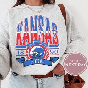 Kansas Sweatshirt, Kansas Football Sweatshirt, Lawrence Kansas Vintage Crewneck, Retro Kansas Sweatshirt, Kansas Football College