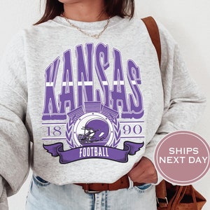 Kansas Football Sweatshirt, Vintage Kansas Crewneck, Retro Kansas Sweatshirt, Kansas Varsity Sweatshirt, Kansas Long Sleeve